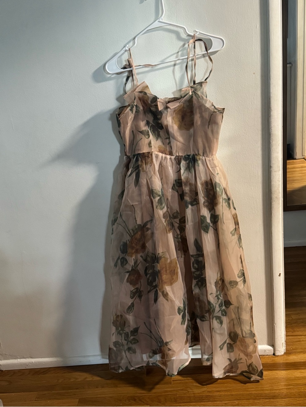 Floral Pink Maxi Dress with Spaghetti Straps